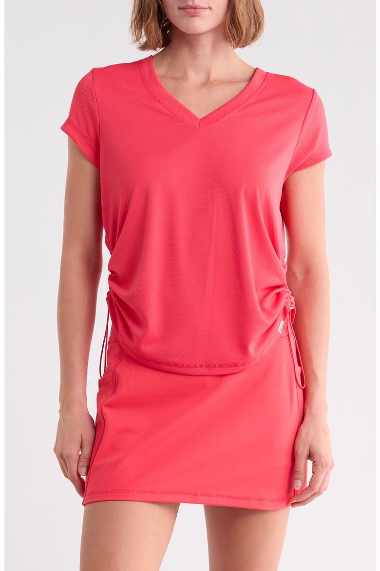 Ruched Tech T-Shirt, Main, color, PUNCH