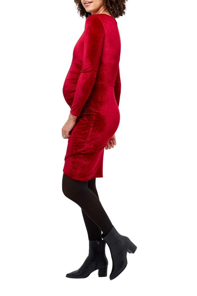 Clio Long Sleeve Maternity Dress, Alternate, color, RUBY VELVET