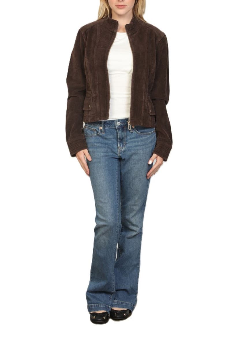 Corduroy Zip Front Slim Fit Jacket, Alternate, color, HOT FUDGE