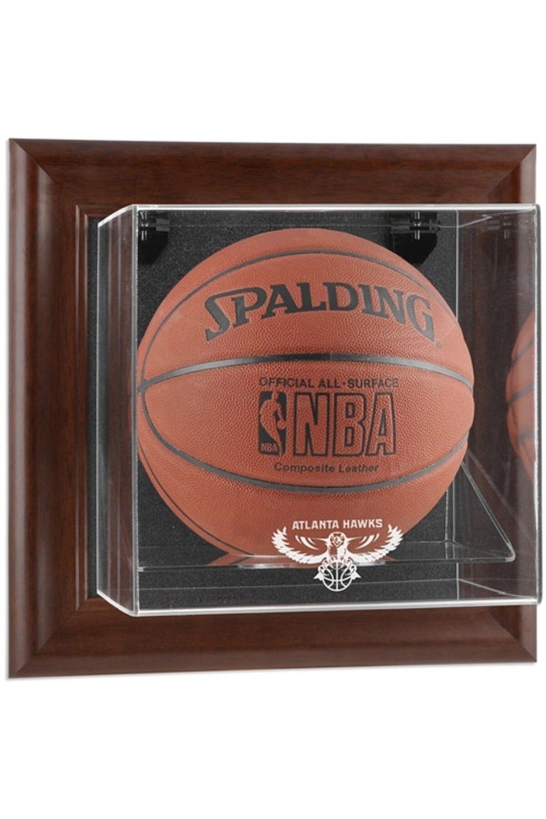 Atlanta Hawks Brown Framed Wall-Mounted Hardwood Classics 2007 - 2015 Logo Basketball Display Case, Main, color, Brown