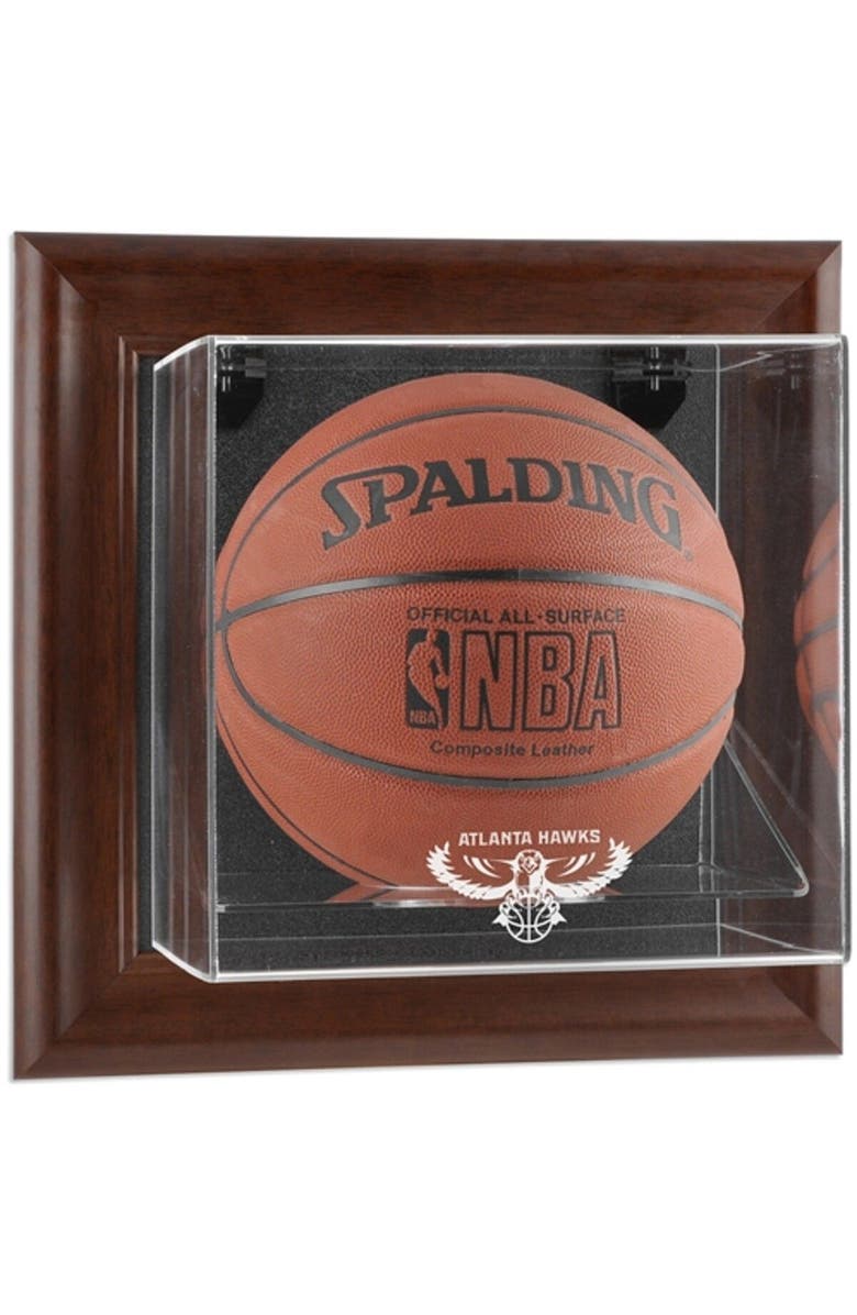 FANATICS AUTHENTIC Atlanta Hawks Brown Framed Wall-Mounted Hardwood Classics 2007 - 2015 Logo Basketball Display Case, Main, color, 