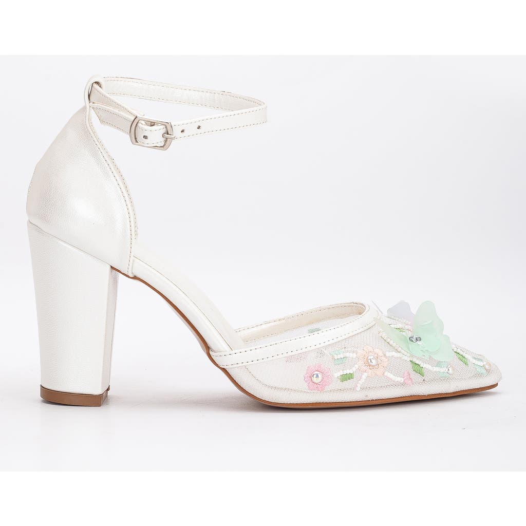 Forever & Always Shoes Ivy 3d Floral Lace High Heels In Ivory With Pink