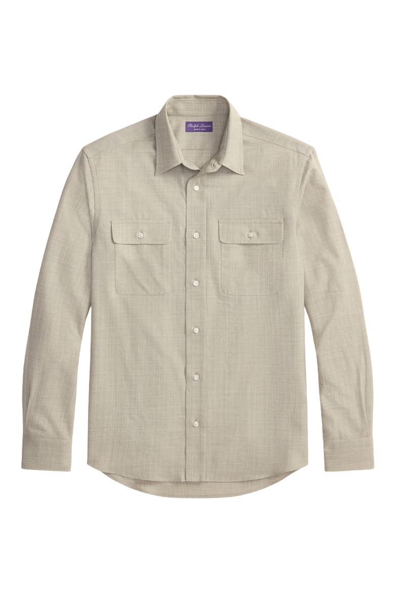 Wool Twill Button-Up Shirt, Alternate, color, GREY