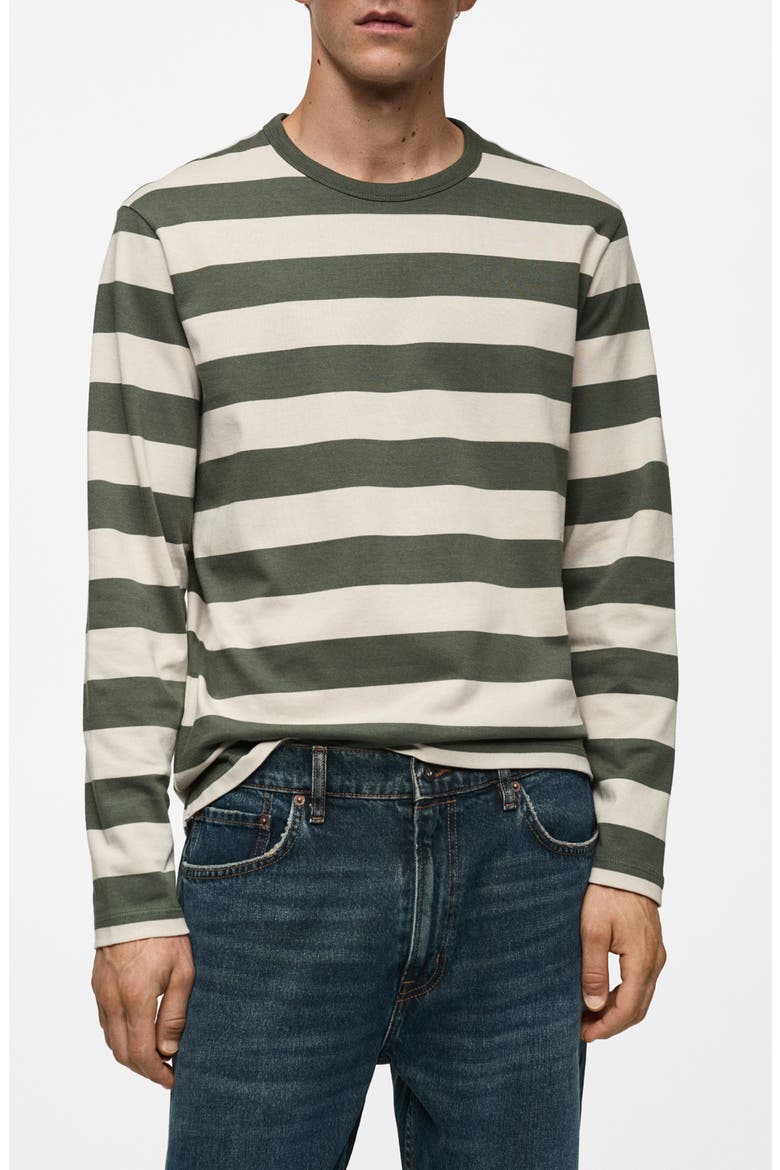Stripe Long Sleeve Cotton T-Shirt, Main, color, FOREST GREEN