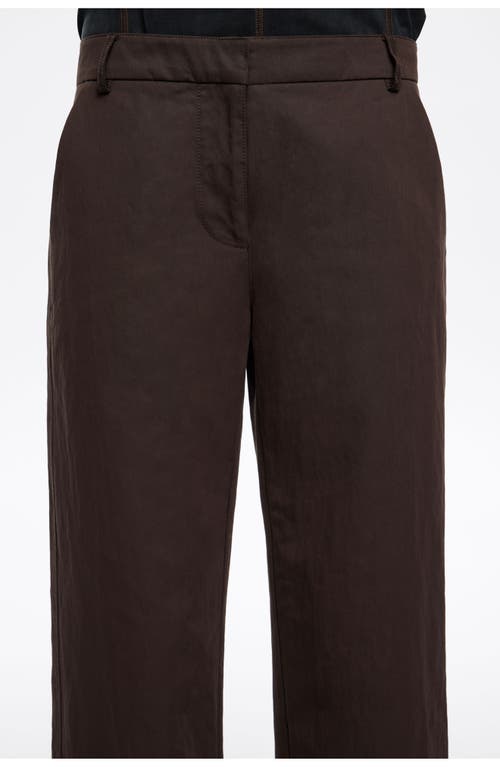 Bimba Y Lola Cotton Straight Leg Trousers In Brown