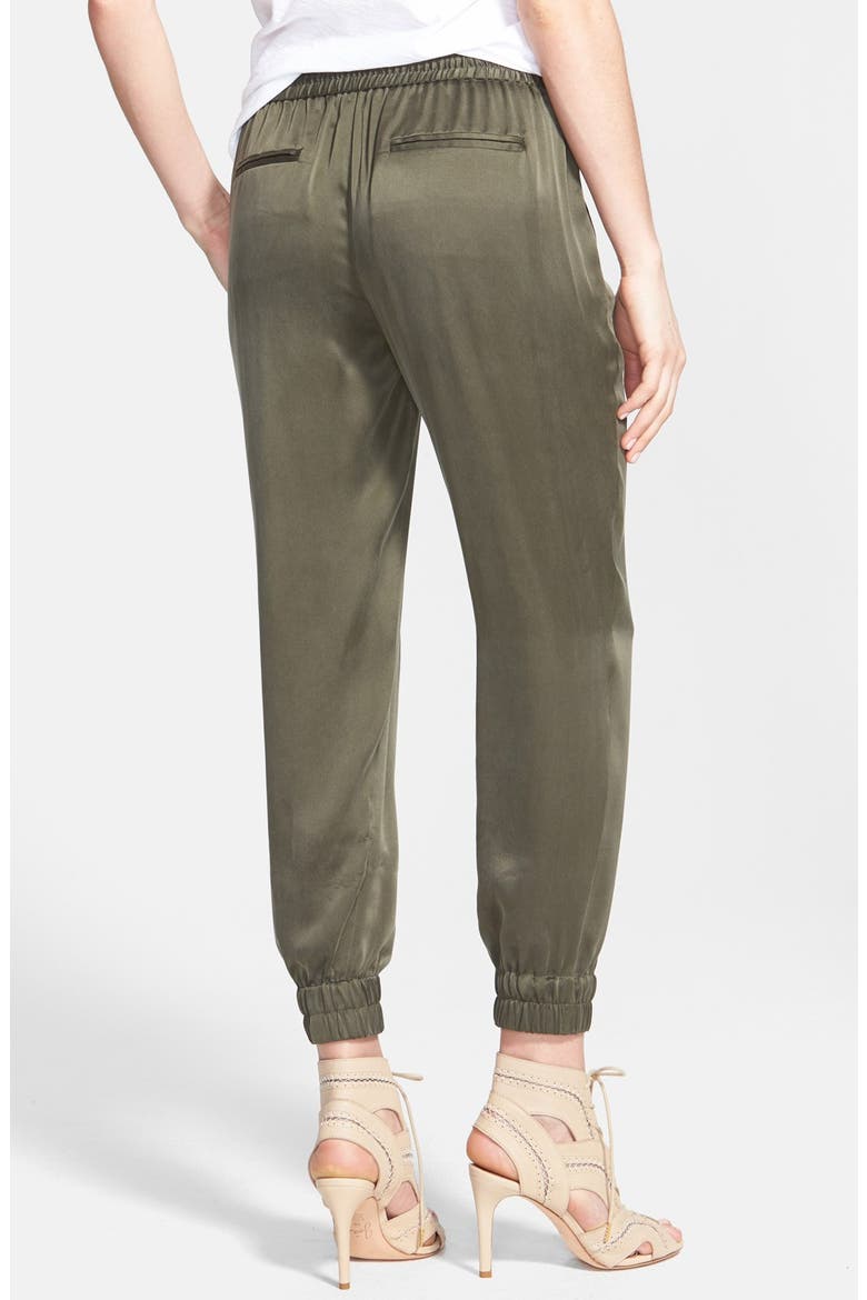 Denim 'Jadyn' Silk Track Pants, Alternate, color, OLIVE
