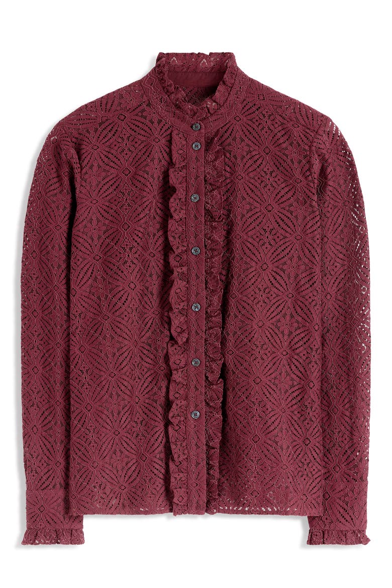 Sienna Frill Lace Shirt, Alternate, color, MAROON BANNER