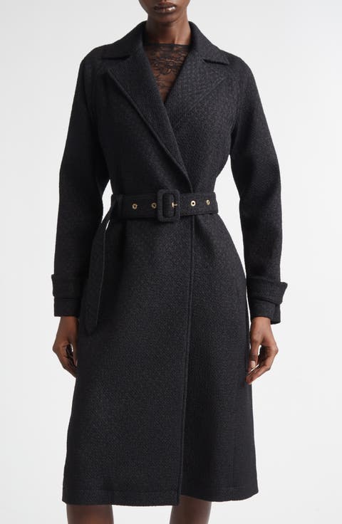 Belted Tweed Trench Coat