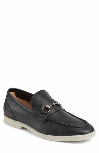 Gucci men's black leather loafers sales