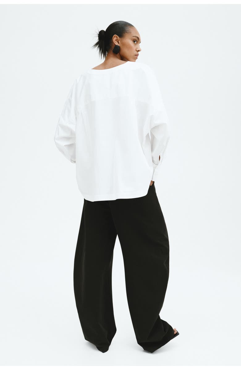 H&M Waisted Cotton Blouse, Alternate, color, White