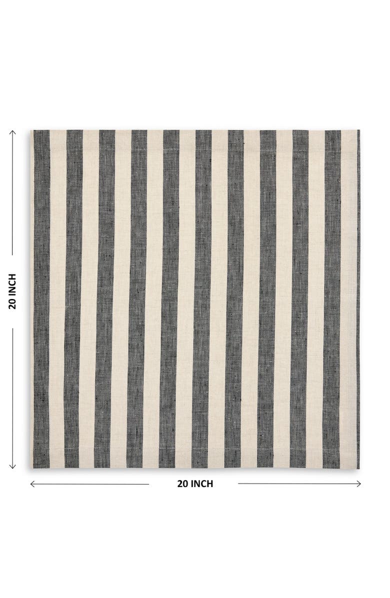 Solino Home Linen Dinner Napkins - Sorrento Stripe, Alternate, color, Black And Natural