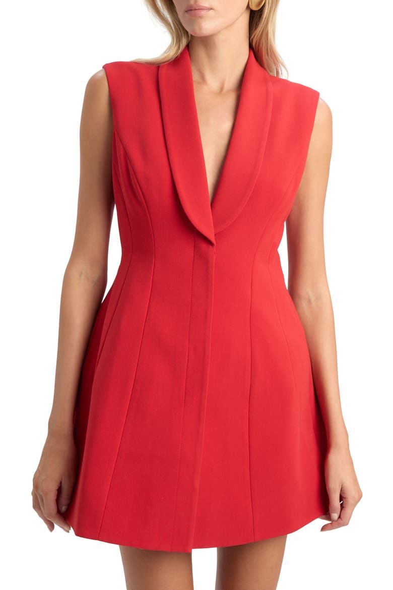Destene Hourglass Minidress, Alternate, color, FIRE RED