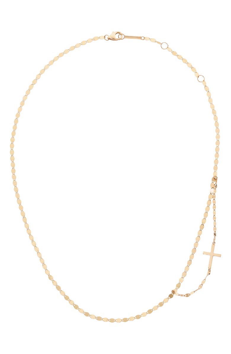 LANA Jewelry Double Strand Side Cross Necklace, Main, color, 