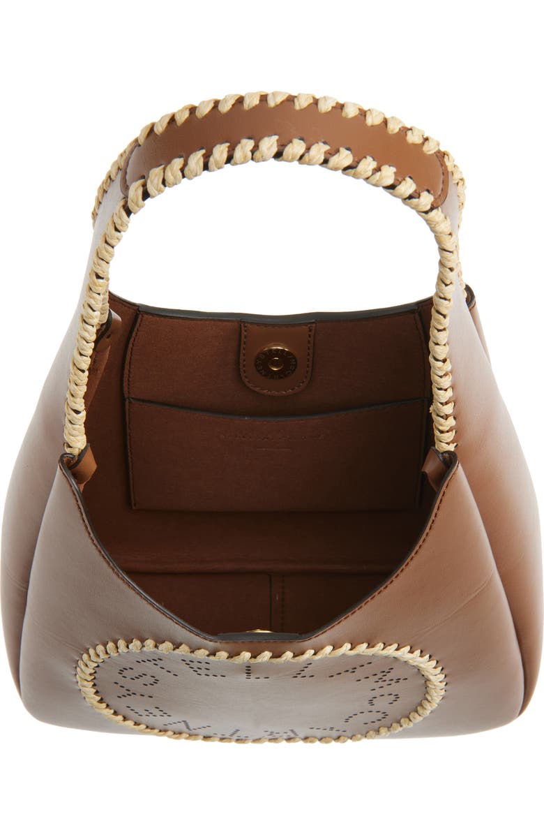 Stella McCartney Small Raffia Trim Hobo Bag, Alternate, color, Tan