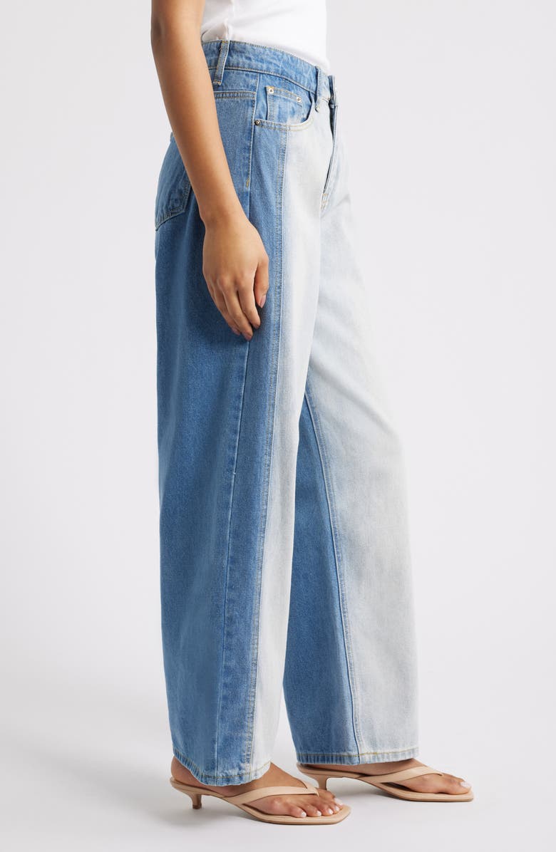 Petal & Pup Yuri High Waist Wide Leg Jeans, Alternate, color, Two Tone Blue