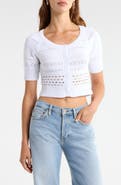 Florence by Mills Mixed Stitch Short Sleeve Cotton Cardigan