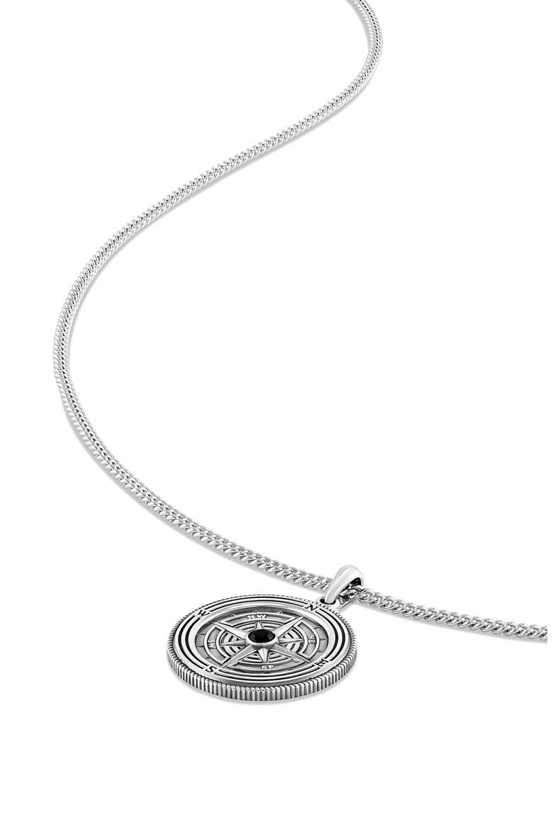 Men's Compass Pendant Necklace, Alternate, color, SILVER