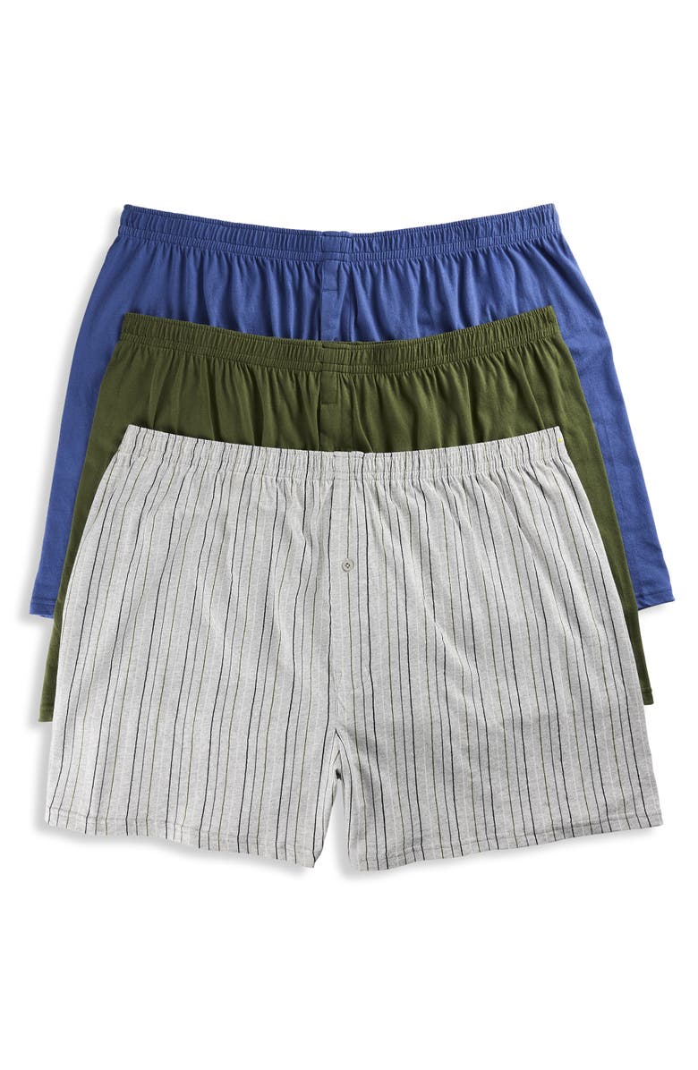 Harbor Bay by DXL Big & Tall 3-pk Striped Knit Boxers, Main, color, 