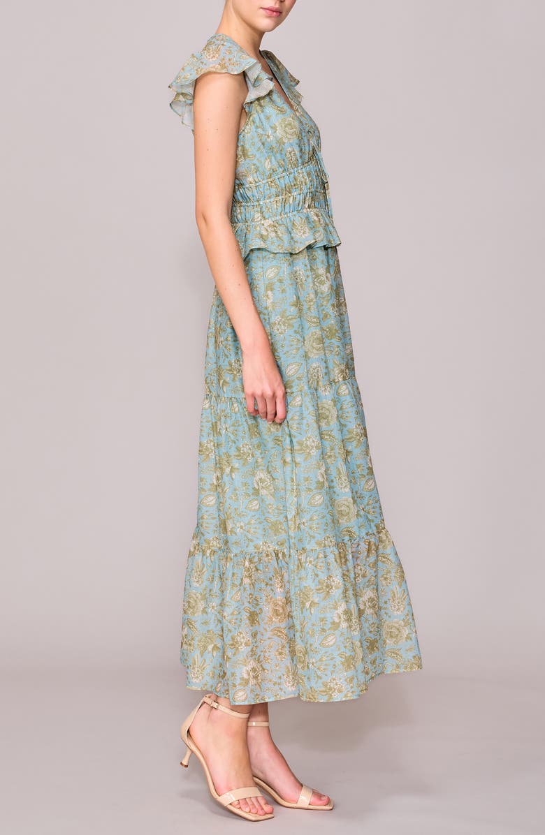 MELLODAY V-Neck Ruffle Shoulder Tiered Dress, Alternate, color, 