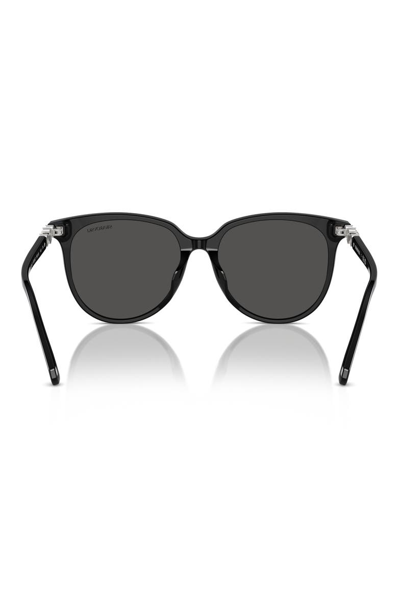 56mm Round Crystal Sunglasses, Alternate, color, BLACK