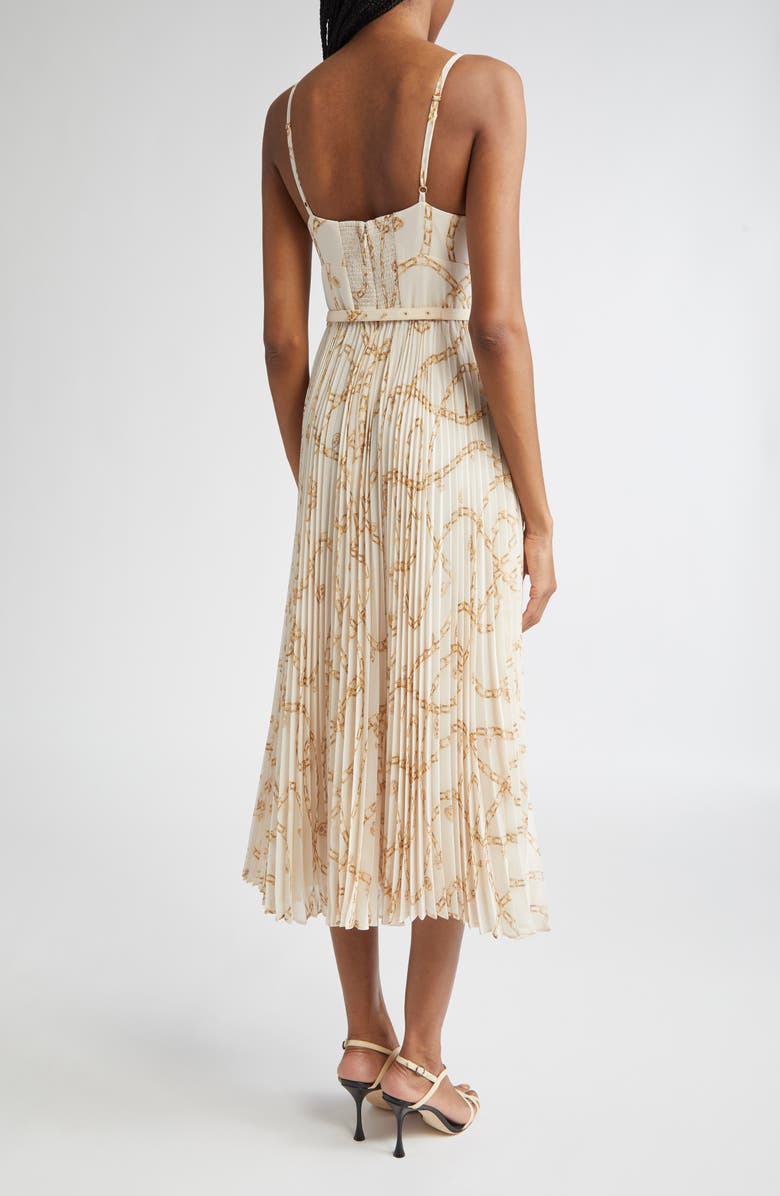 Zimmermann Chain Print Belted Sunray Pleated Picnic Dress, Alternate, color, Cream Charms