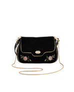 Fable England Rose Embroidered Black Clutch