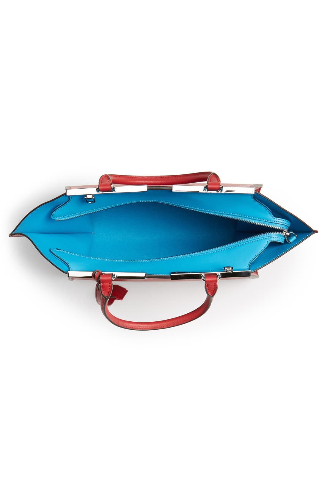 Fendi '3Jours' Leather Shopper, Alternate, color, Brick/ Turquoise
