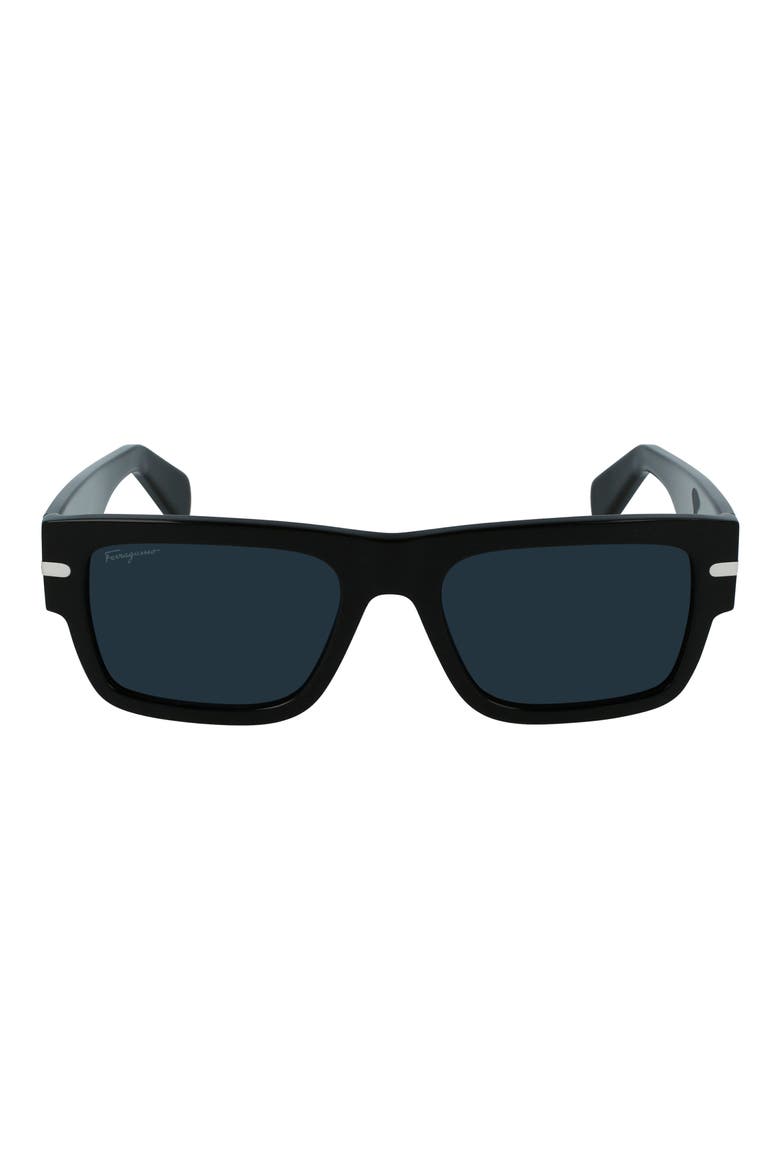 Classic Logo 54mm Rectangular Sunglasses, Main, color, BLACK