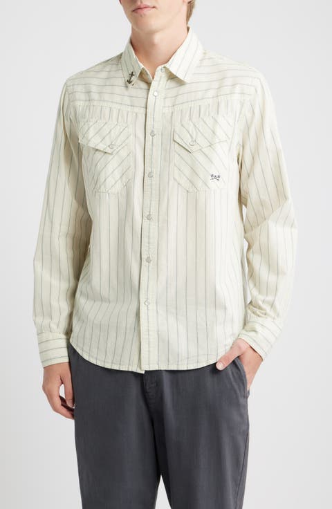 Kimbro Stripe Cotton Snap-Up Western Shirt
