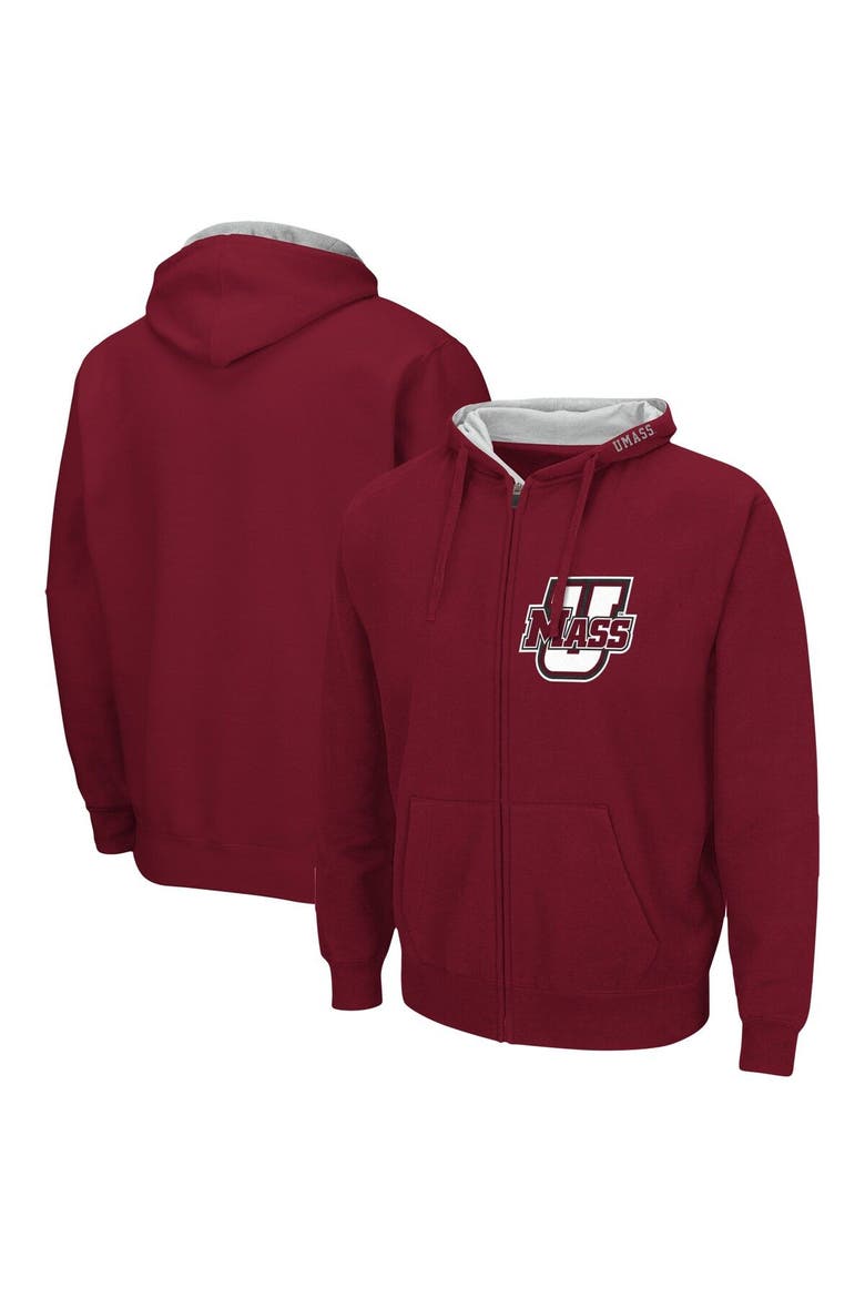 Men's Colosseum Maroon UMass Minutemen Arch & Logo 3.0 Full-Zip Hoodie, Main, color, Maroon