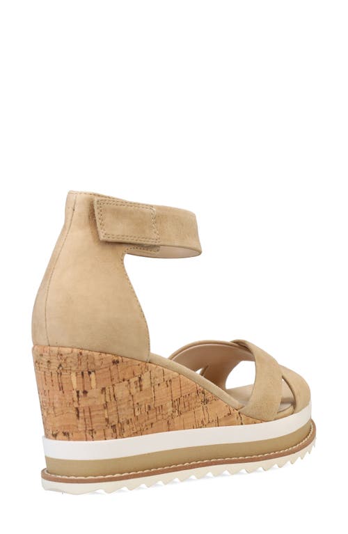 Pelle Moda Women Westyn Wedge Sandal In Latte Kid Suede In Brown