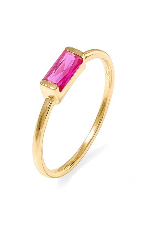 Lab Created Green Quartz Baguette Solitaire Ring