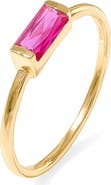 YS GEMS Lab Created Green Quartz Baguette Solitaire Ring