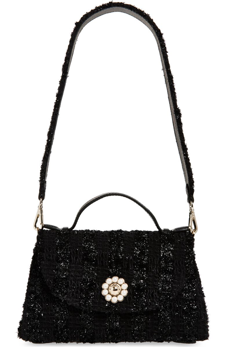 Simone Rocha Pochette Valentine Tweed Shoulder Bag, Main, color, Black