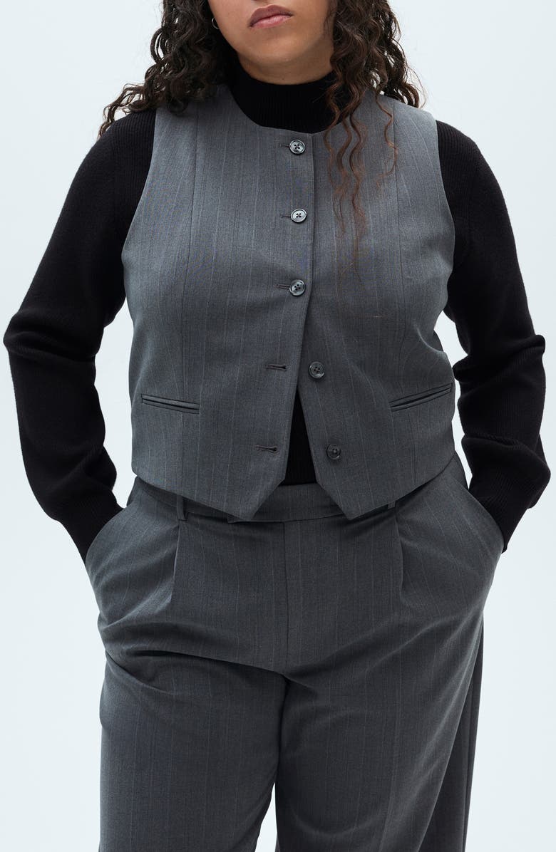 MANGO Pinstripe Vest, Alternate, color, Grey