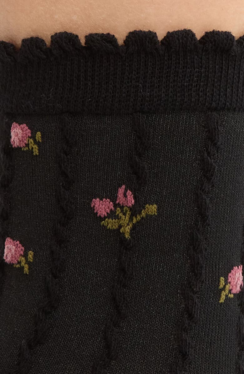 BP. Pretty Floral Crew Socks, Alternate, color, Black Floral