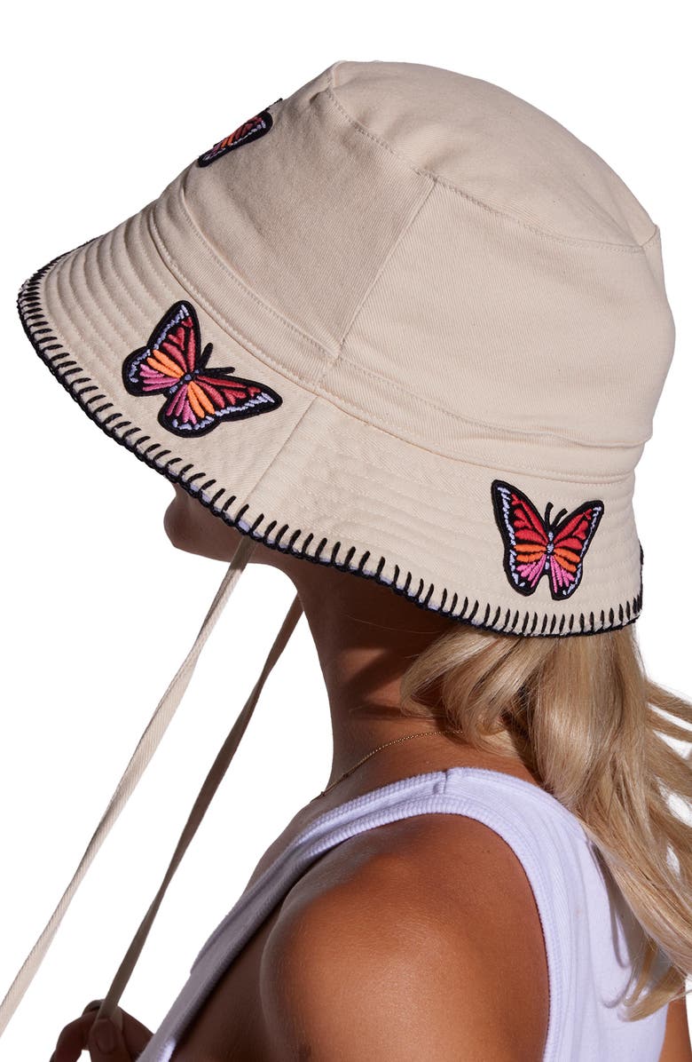 Lauren Moshi Aria Color Butterfly Bucket Hat, Alternate, color, Natural