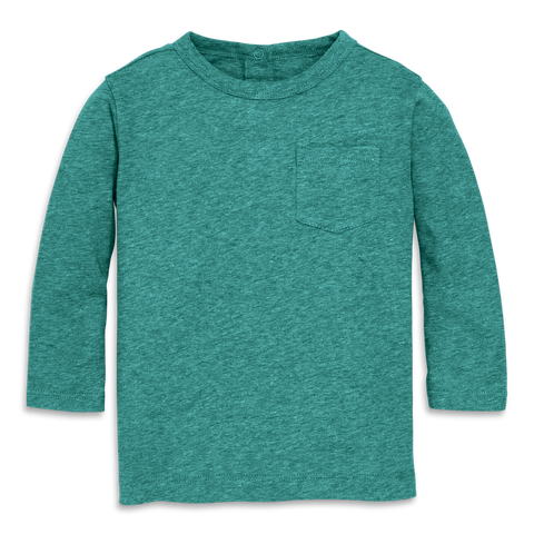 Baby Heathered Long Sleeve Pocket Tee