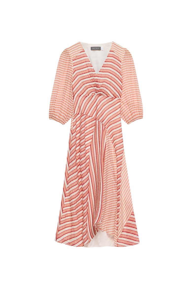 Striped Panelled Midi Dress, Alternate, color, Orange