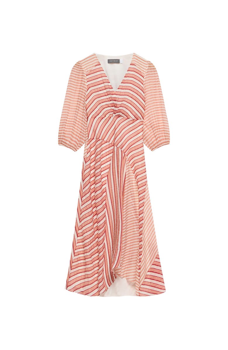 MINT VELVET Striped Panelled Midi Dress, Alternate, color, Orange