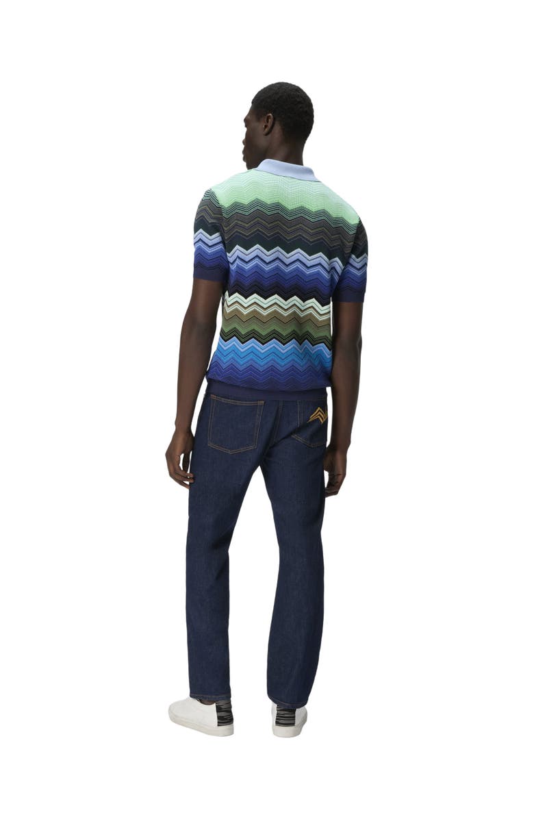 Missoni Zig Zag Cotton Knit Polo Shirt With Contrasting Piping, Alternate, color,