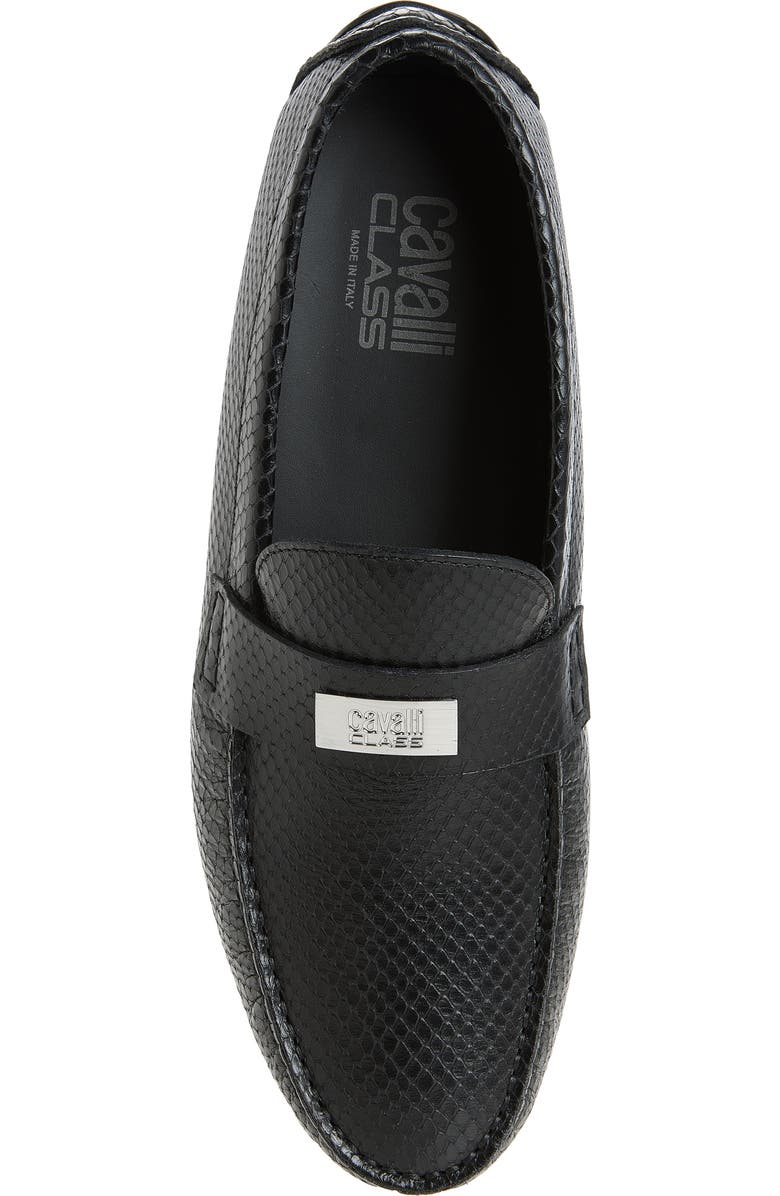 Roberto Cavalli Leather Embossed Driving Loafer, Alternate, color,