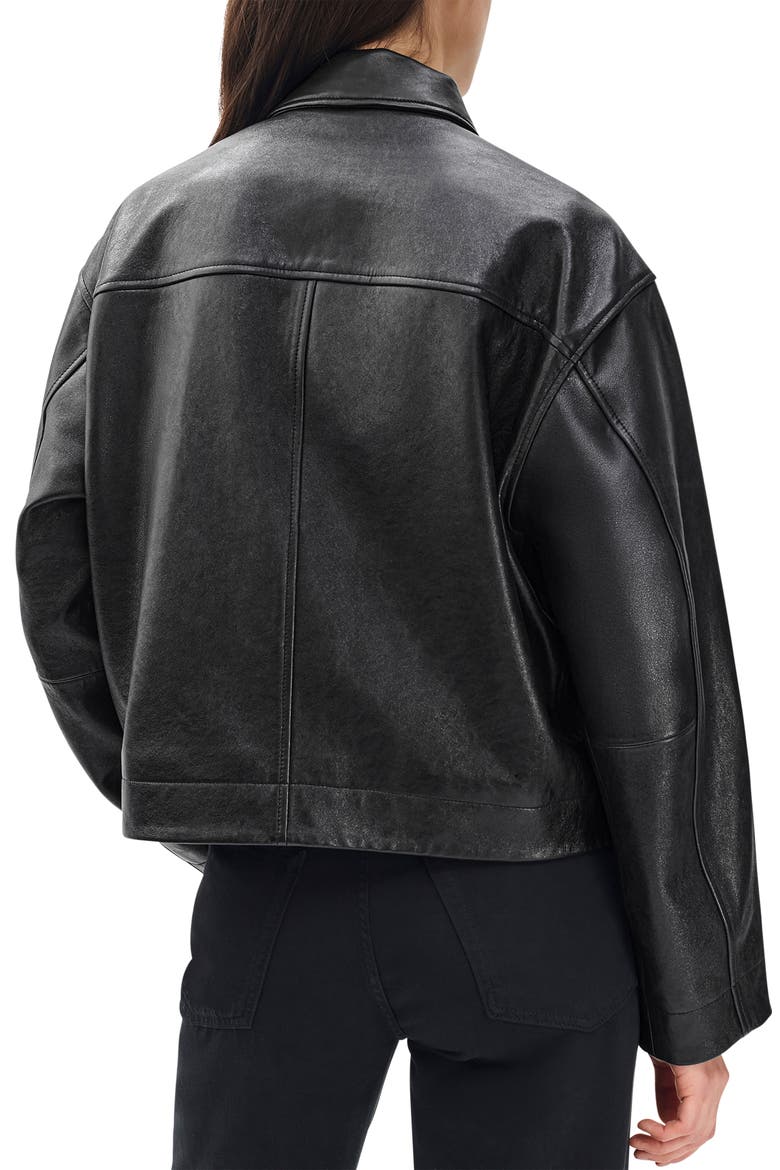 Nonie Leather Jacket, Alternate, color, BLACK