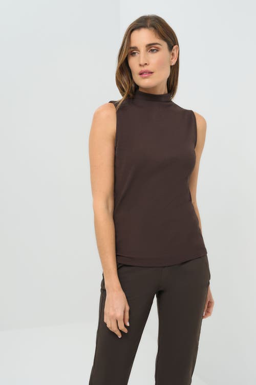 Anatomie Siobhan Sleeveless High Neck Pima Rib Top In Brown