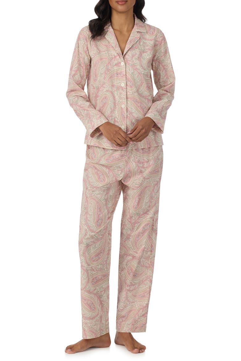 Floral Cotton & Viscose Pajamas, Main, color, IVORY PRINT