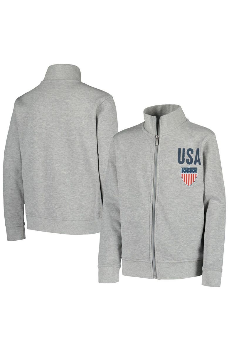 Outerstuff Youth Gray Team USA Vintage Americana Full-Zip Jacket, Main, color, 