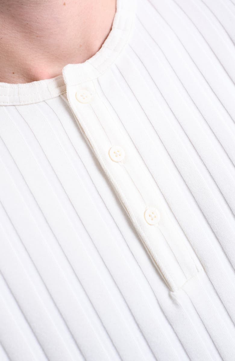 Topman Long Sleeve Rib Henley, Alternate, color, Cream