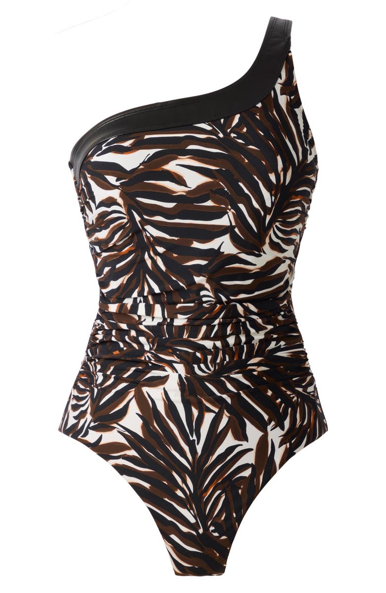 Magicsuit<sup>®</sup> Ventana Lita Leaf Print One-Shoulder One-Piece Swimsuit, Alternate, color, Brown Multi