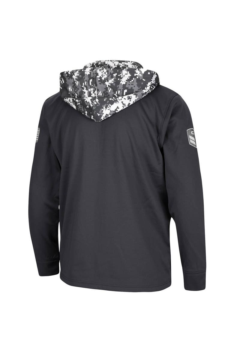 Men's Colosseum Charcoal Villanova Wildcats OHT Military Appreciation Digi Camo Quarter-Zip Hoodie, Alternate, color, Charcoal