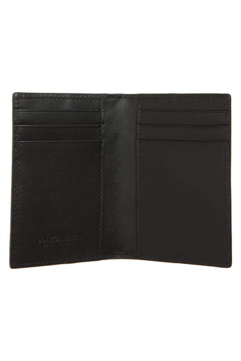 Intrecciato Leather Passport Case, Alternate, color, 8803 BLACK/ SILVER